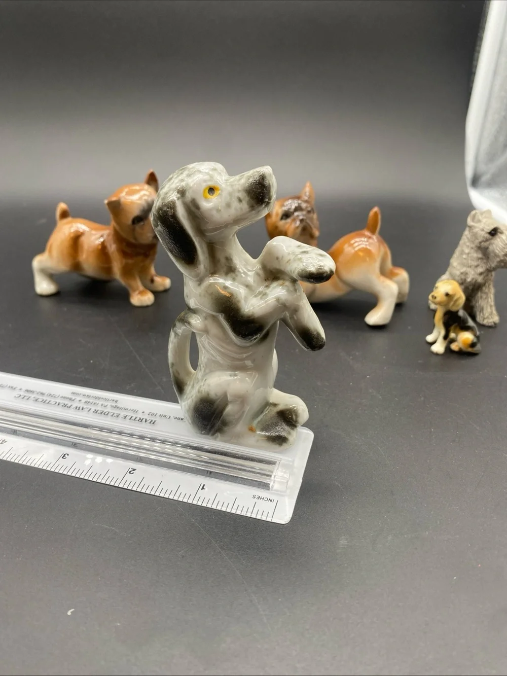 Assorted Dog Figurine Set - Brown, White, Tan, Gray Ceramic and Stone